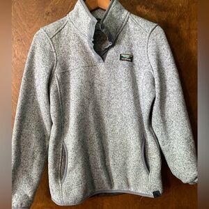 L.L. Bean Heather Gray Quarter-Snap Fleece Pullover